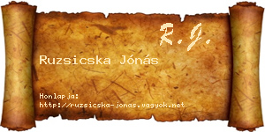 Ruzsicska Jónás névjegykártya